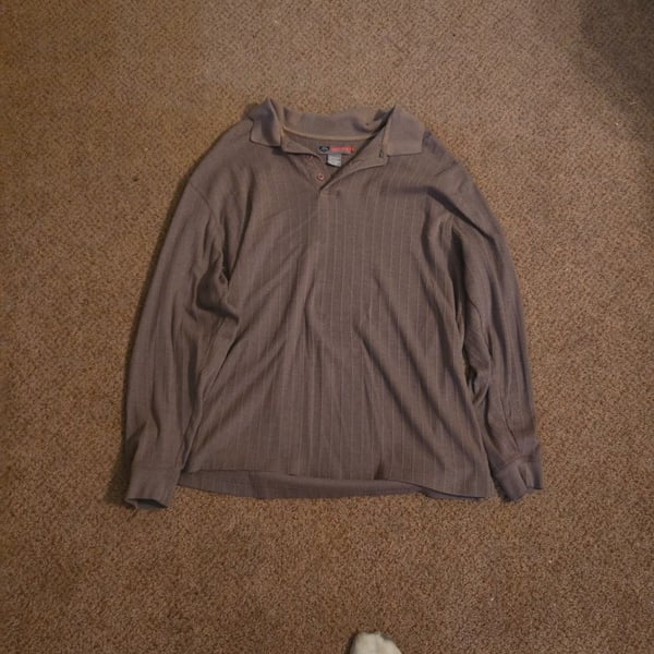 J.G. Hook Marine Company Men's Ribbed Long Sleeve Polo Shirt XL Brown