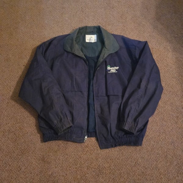 Vintage Munsingwear Roundup Pro Embroidered Bomber Jacket Navy Blue Men's XL