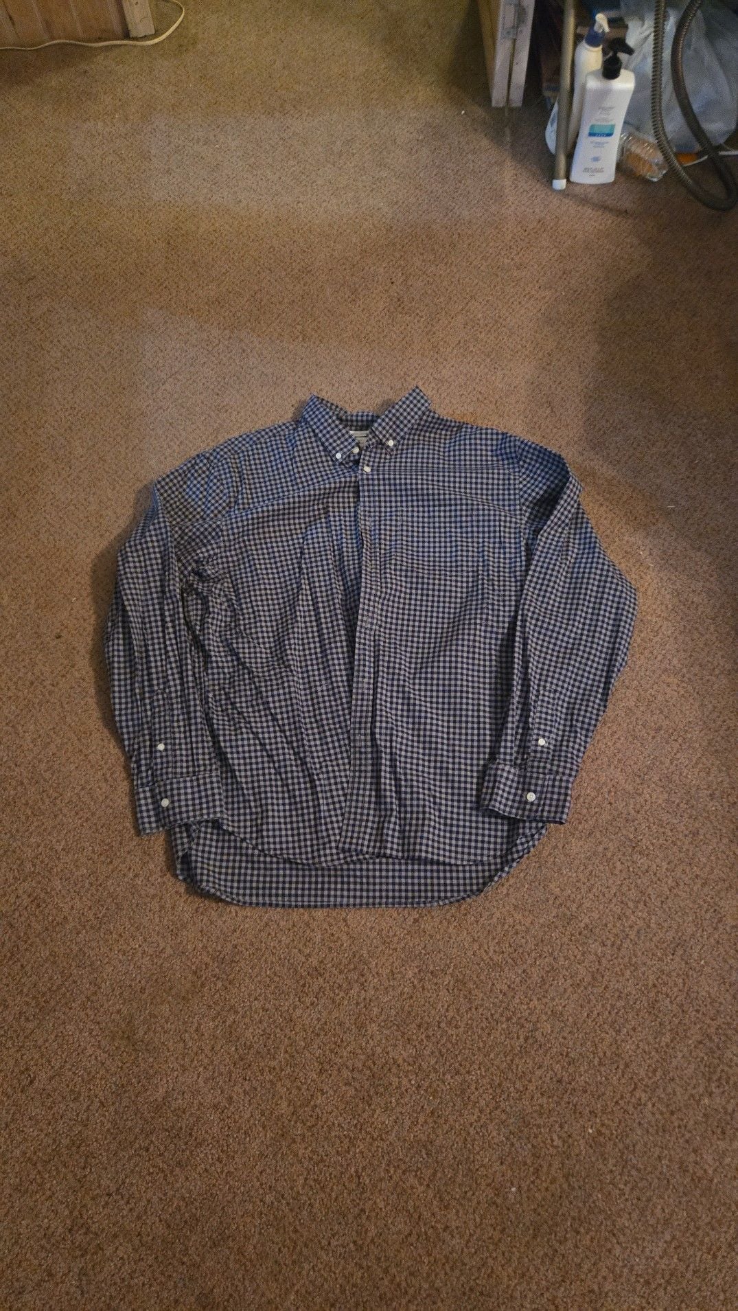 Old Navy The Classic Shirt Men's XXL Navy Blue Gingham Check Long Sleeve Button Down 1