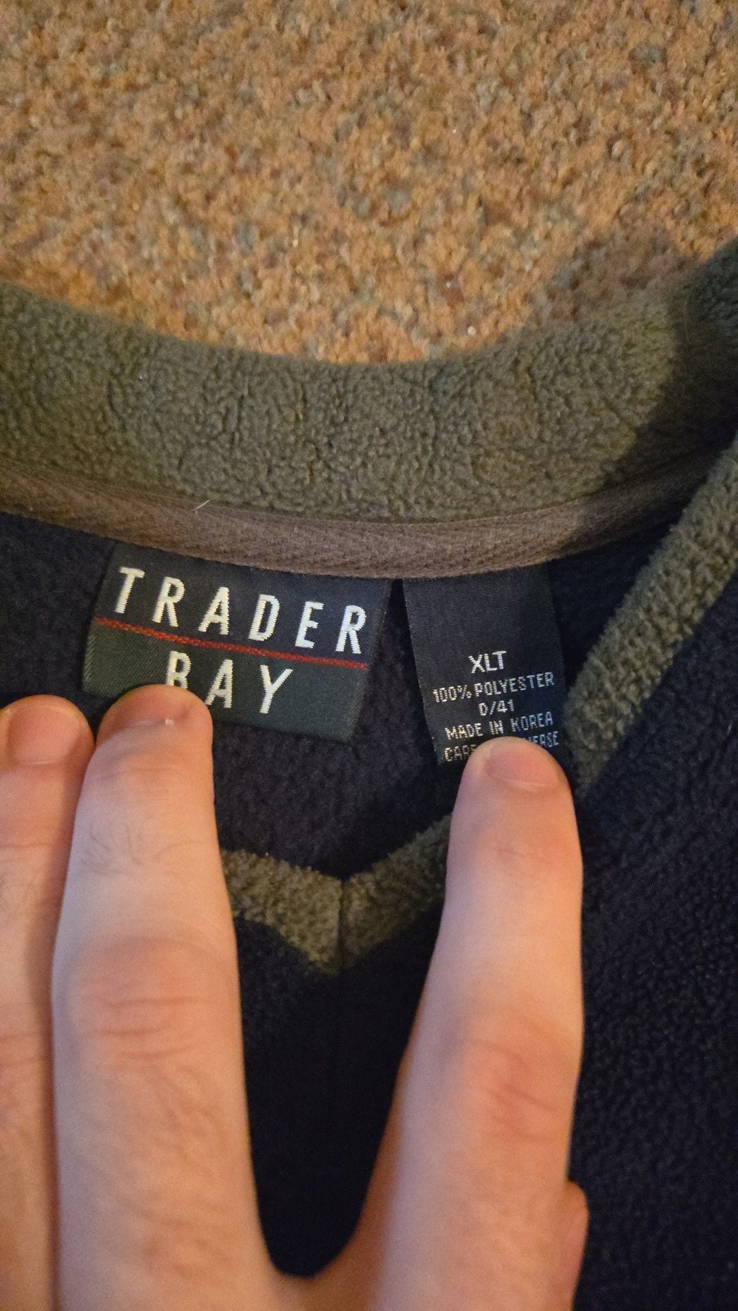 Trader Bay Vintage Navy Blue Fleece V-Neck Pullover Sweater XLT 3