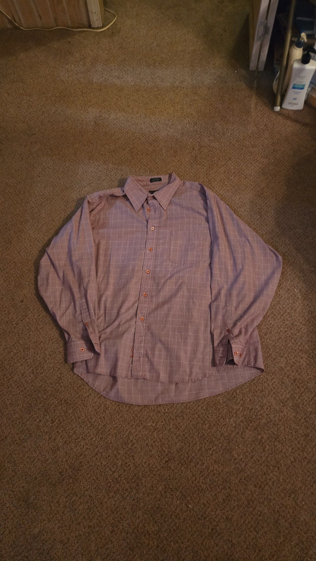 Modern Elements Men's XXL 18 34/35 Purple Plaid Long Sleeve Button Up Dress Shirt 2