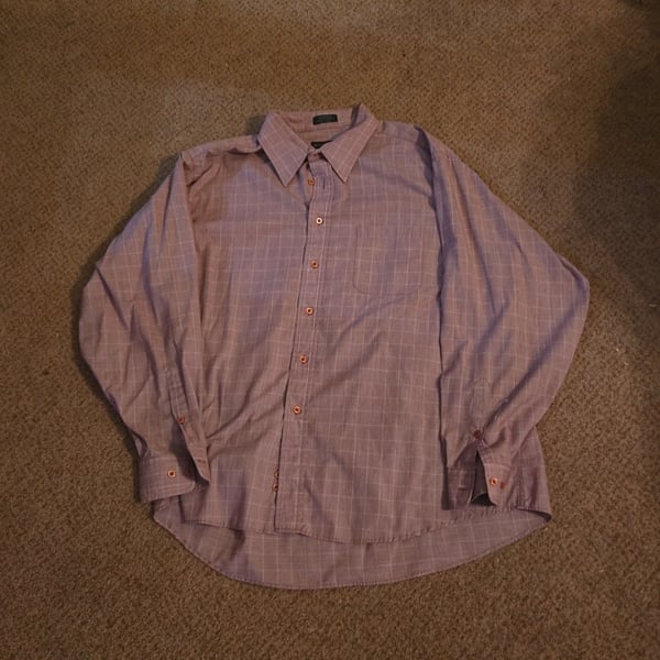 Modern Elements Men's XXL 18 34/35 Purple Plaid Long Sleeve Button Up Dress Shirt