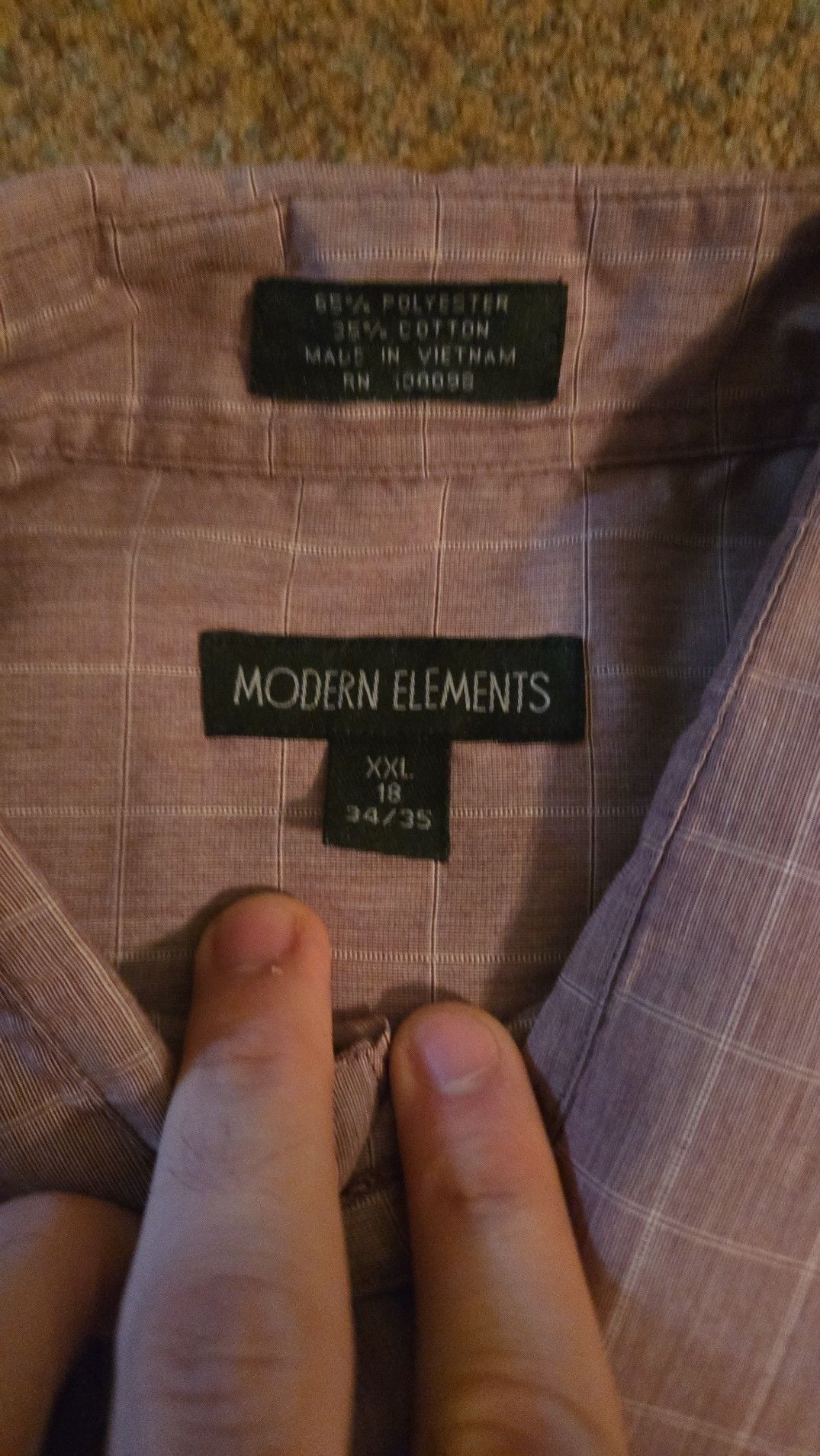 Modern Elements Men's XXL 18 34/35 Purple Plaid Long Sleeve Button Up Dress Shirt 3