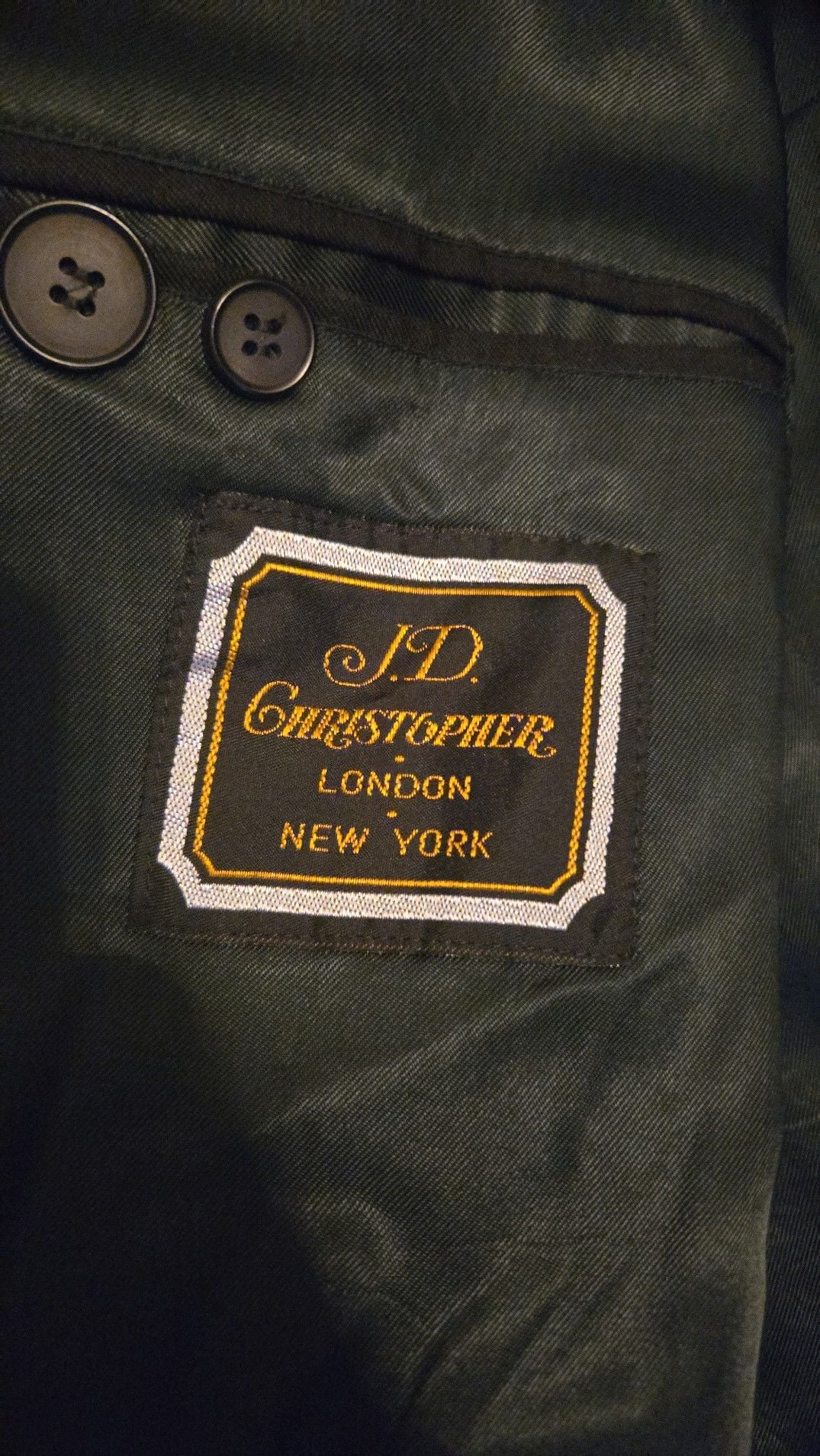 Vintage J.D. Christopher London New York Double Breasted Black Blazer Sport Coat 4
