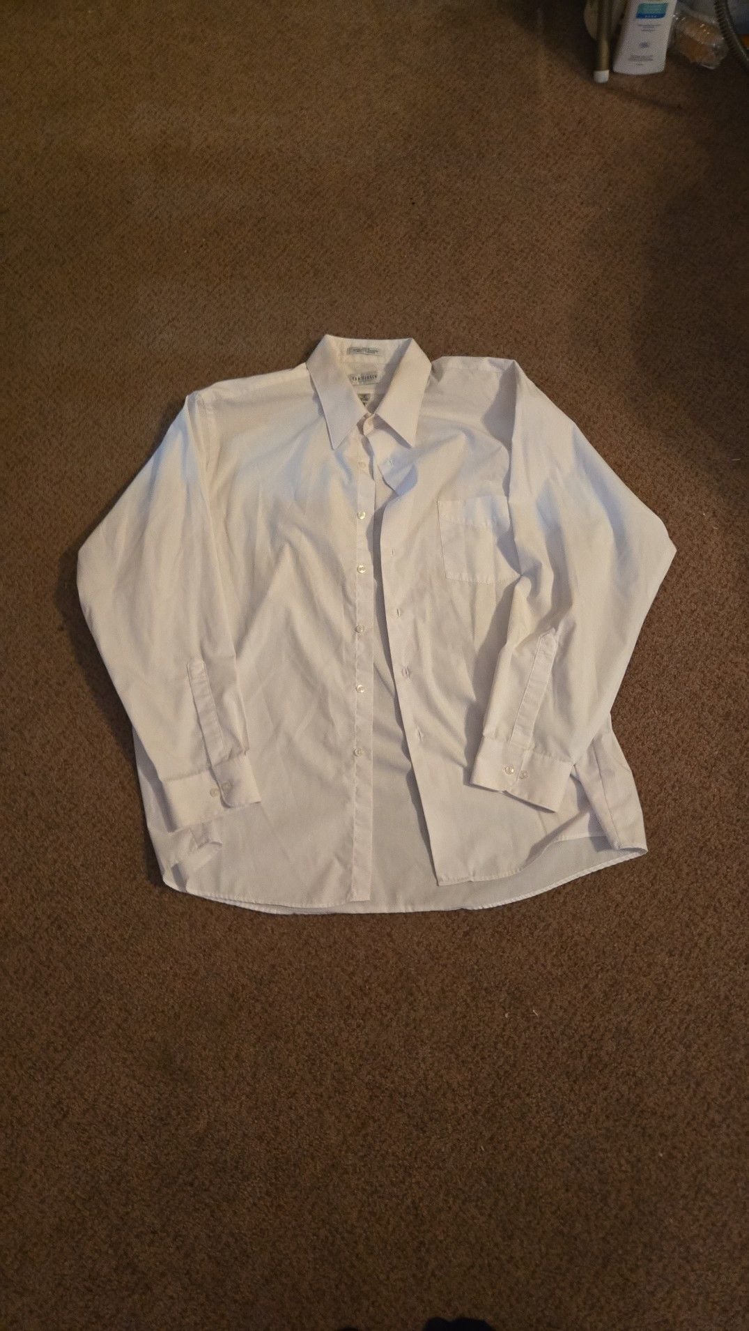 Van Heusen White Wrinkle Free Poplin Dress Shirt Size 18 34/35 XXL 1