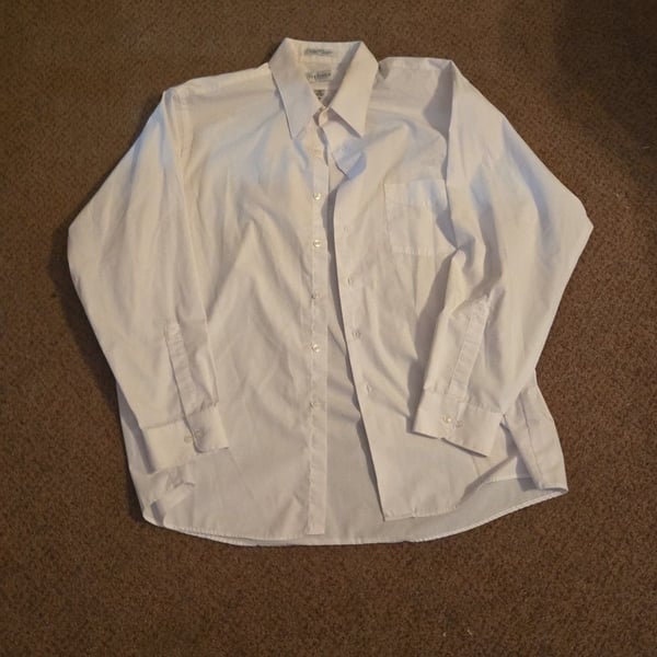 Van Heusen White Wrinkle Free Poplin Dress Shirt Size 18 34/35 XXL