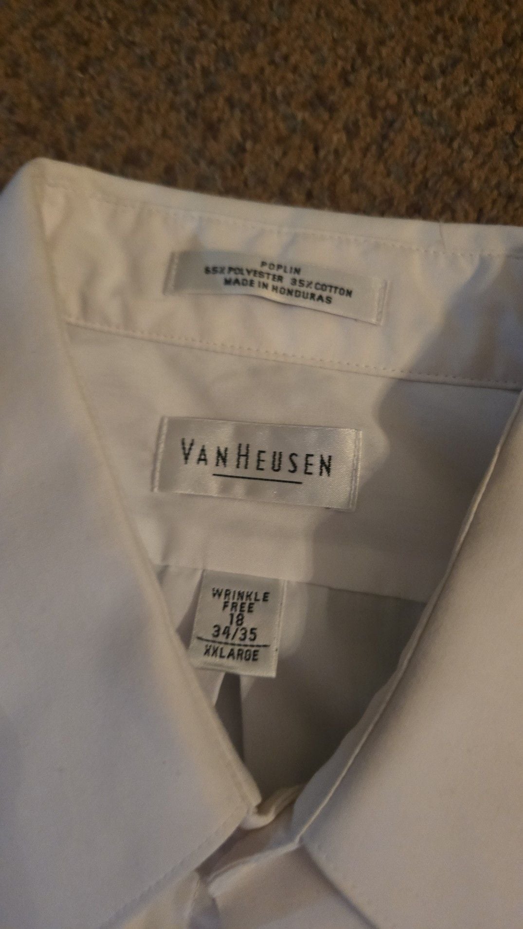 Van Heusen White Wrinkle Free Poplin Dress Shirt Size 18 34/35 XXL 2
