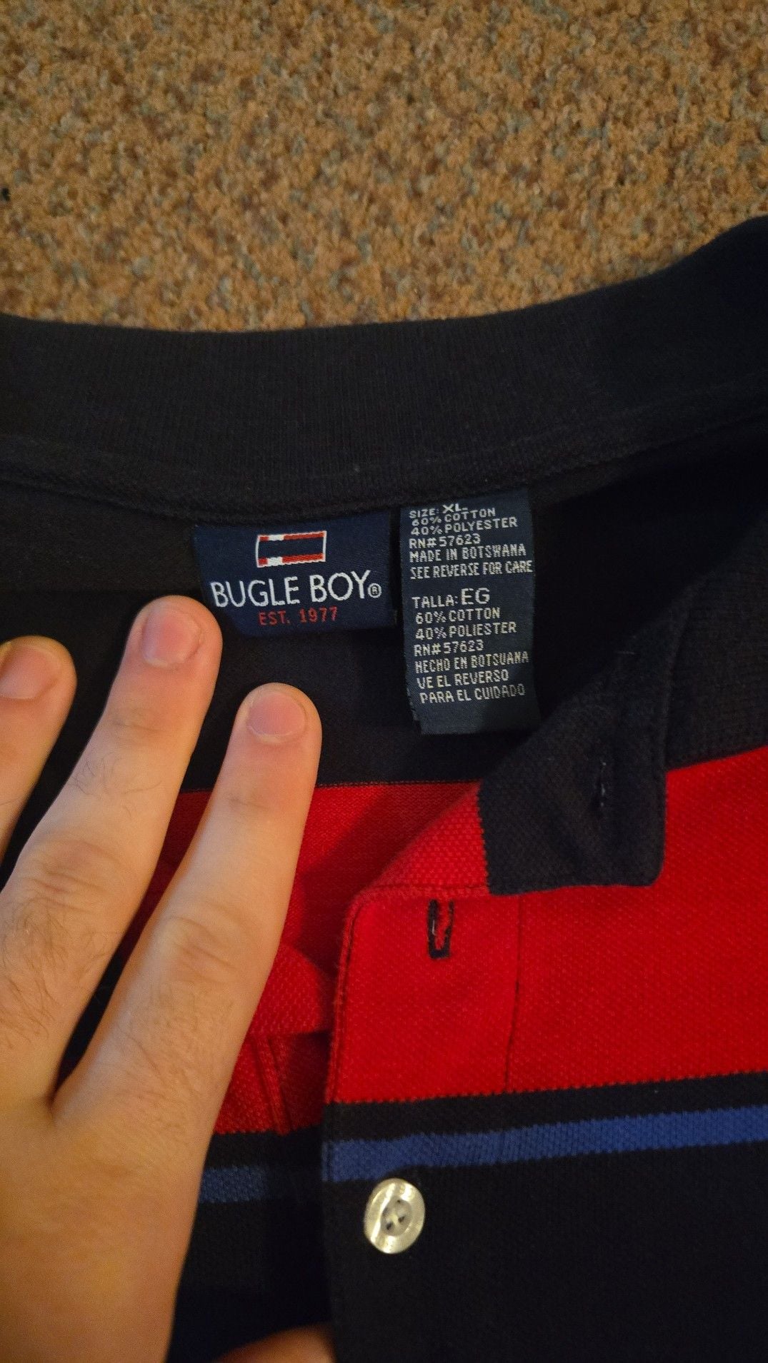 Vintage 90s Bugle Boy Striped Short Sleeve Polo Shirt XL 3
