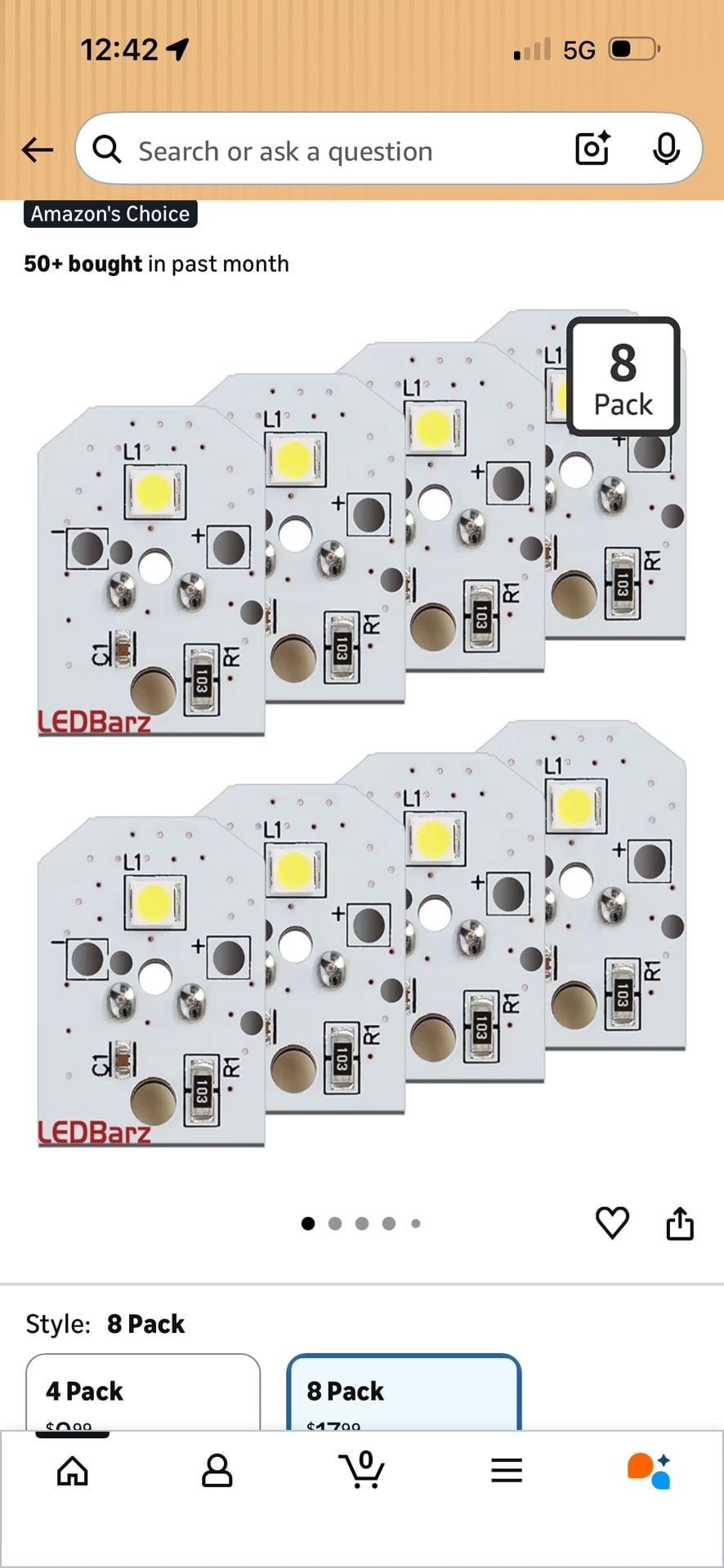 LEDBarz 8-Pack WR55X11132 Refrigerator LED Light Board Replacement for GE WR55X25754 WR55X30602 1