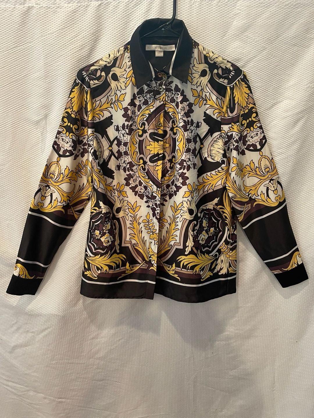 Boston Proper Baroque Scarf Print Button Up Blouse 2