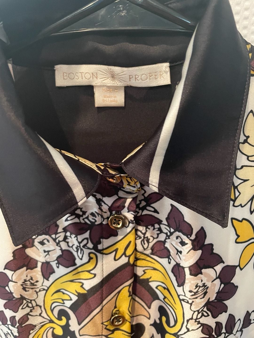Boston Proper Baroque Scarf Print Button Up Blouse 5