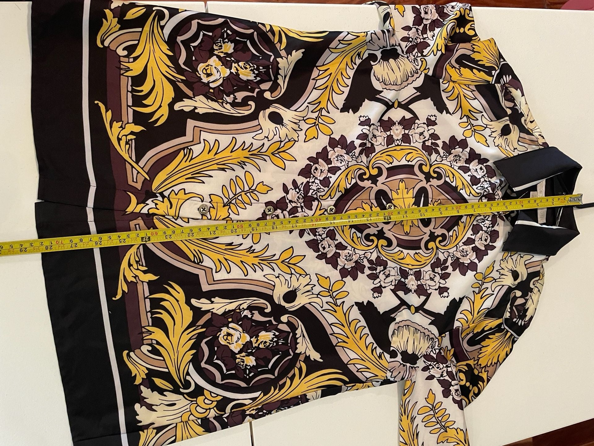Boston Proper Baroque Scarf Print Button Up Blouse 8