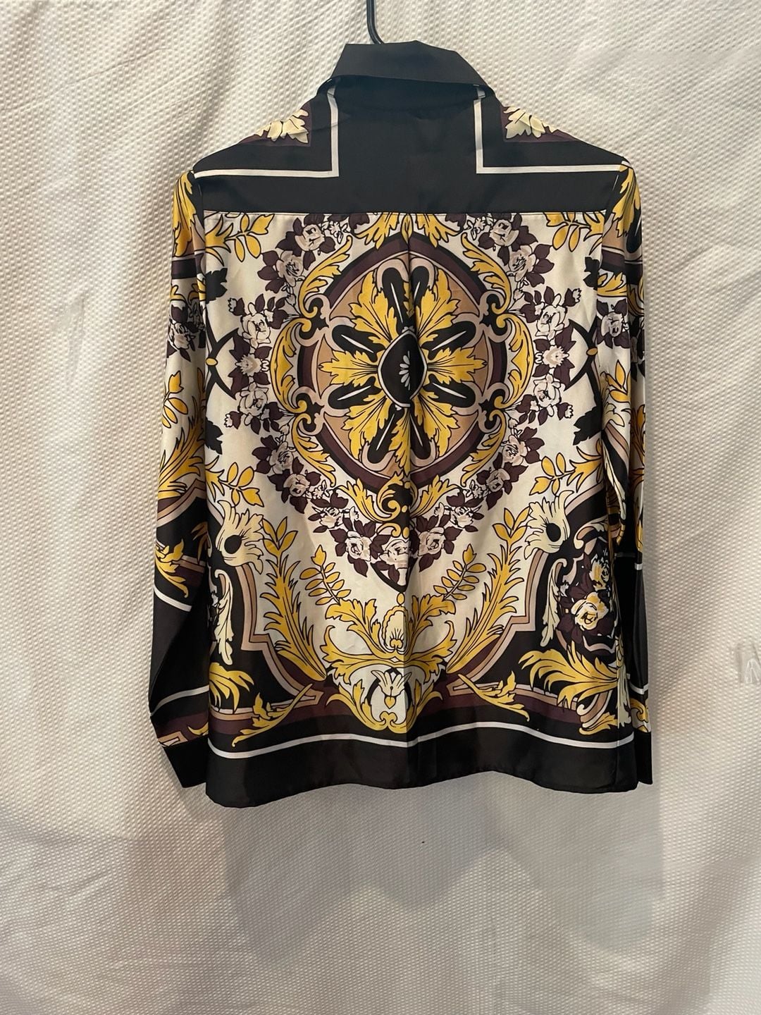 Boston Proper Baroque Scarf Print Button Up Blouse 9