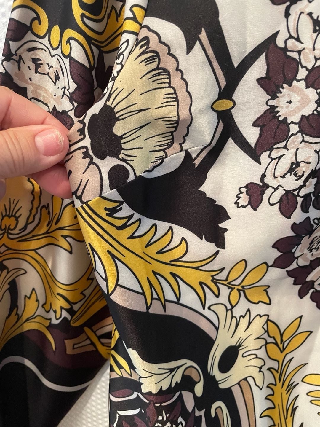 Boston Proper Baroque Scarf Print Button Up Blouse 10