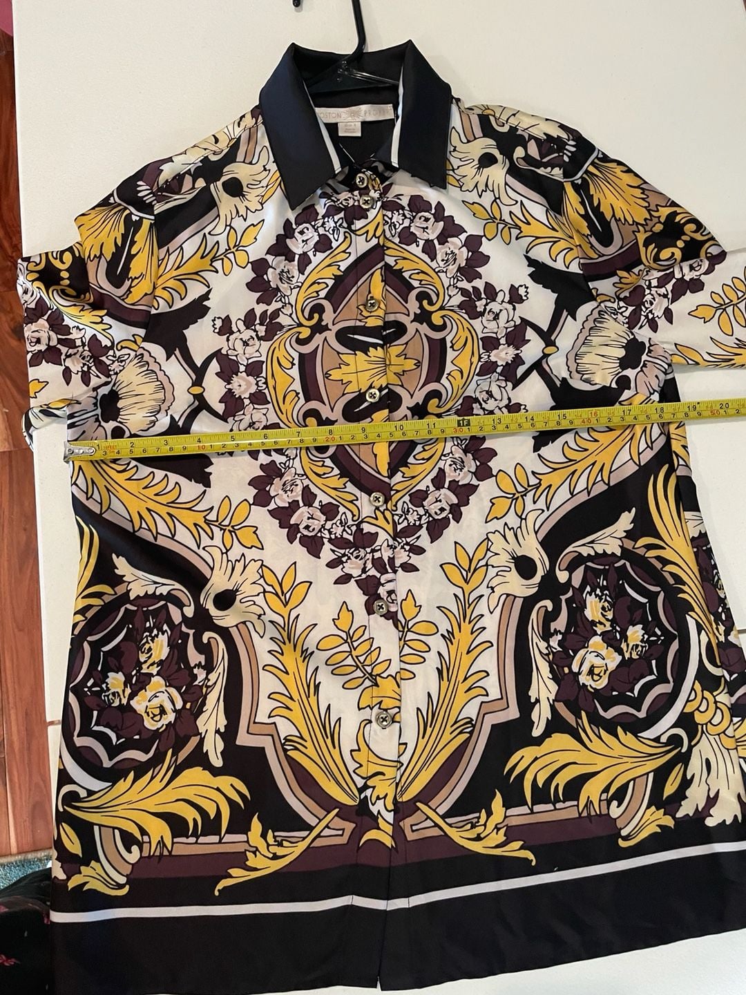 Boston Proper Baroque Scarf Print Button Up Blouse 11