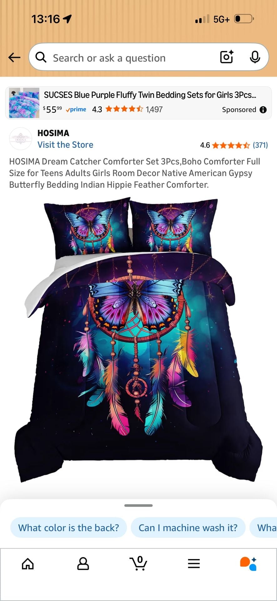 HOSIMA Dream Catcher Butterfly Comforter Set 3Pcs Boho Bedding 1