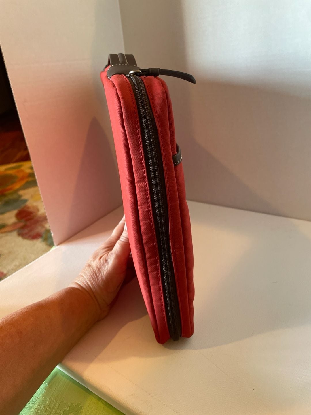 Coach Red Nylon Laptop Sleeve Case with Leather Trim 7