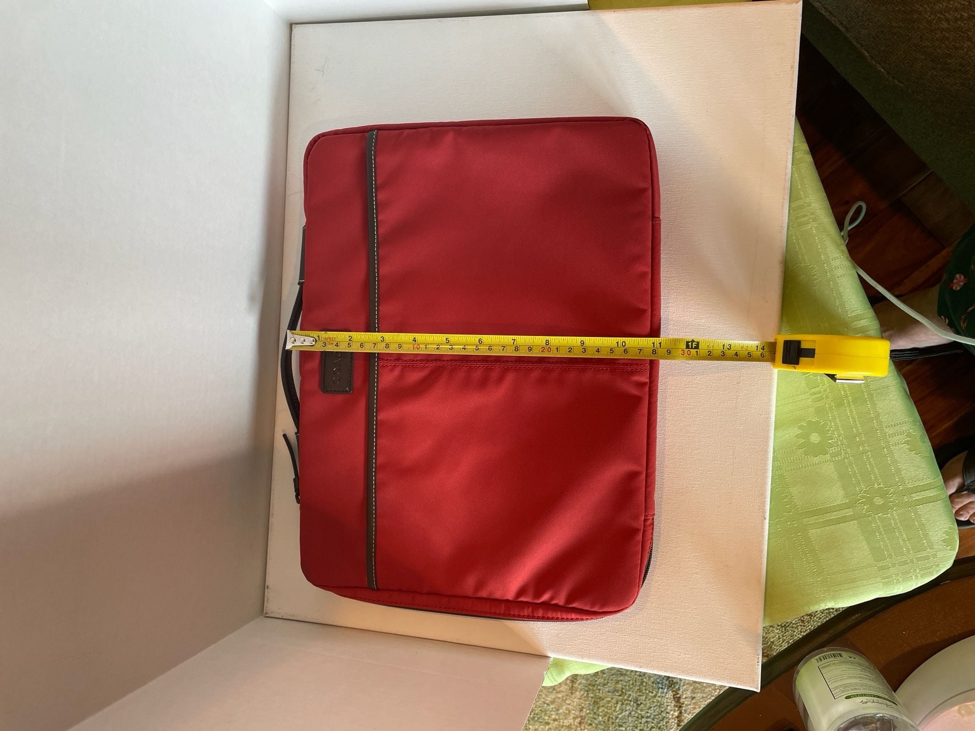 Coach Red Nylon Laptop Sleeve Case with Leather Trim 11