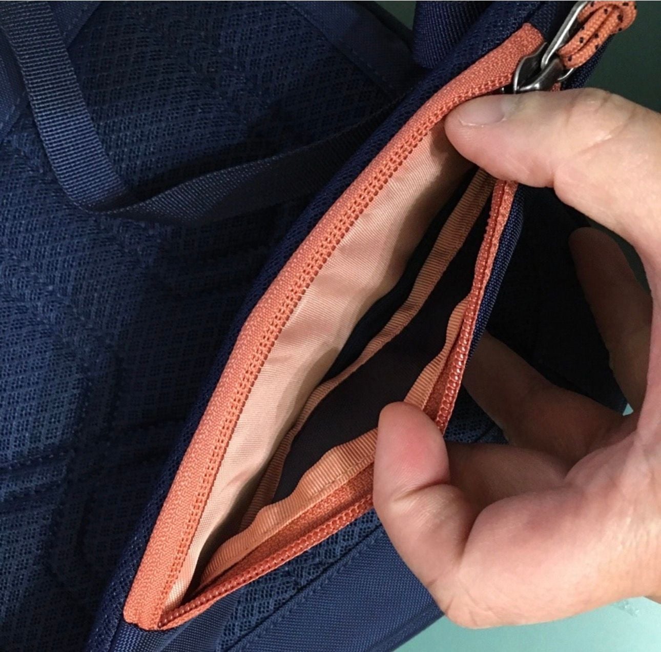 Patagonia Atom Sling 8L Navy and Coral Crossbody Bag 8