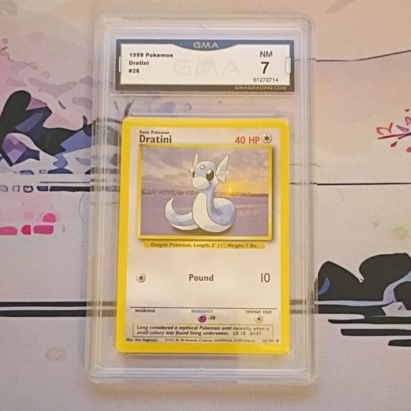 1999 Pokémon Base Set Dratini #26 GMA NM 7 Graded Card
