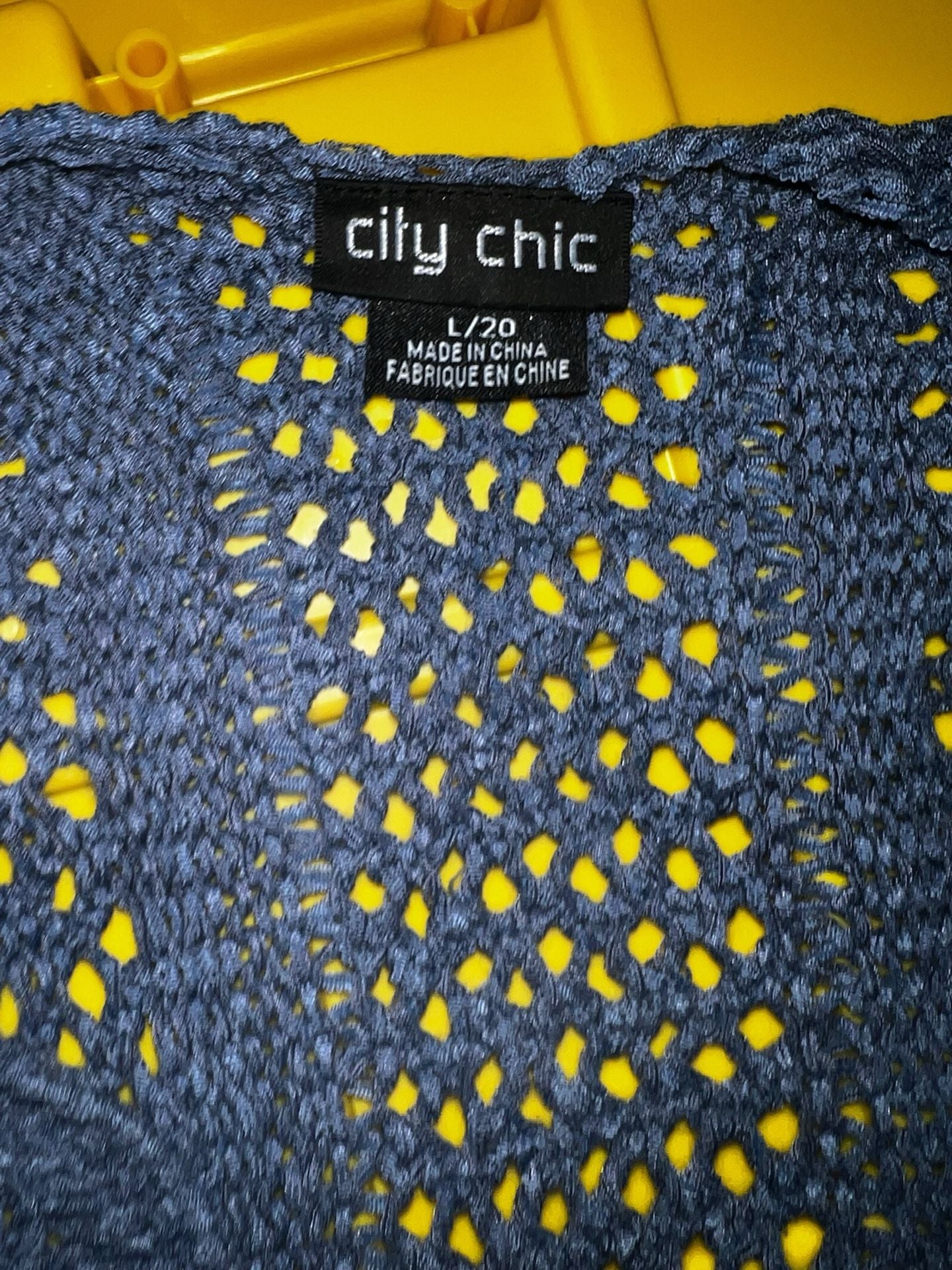 City Chic Plus Size Blue Crochet Knit Hooded Poncho Sweater Vest 3