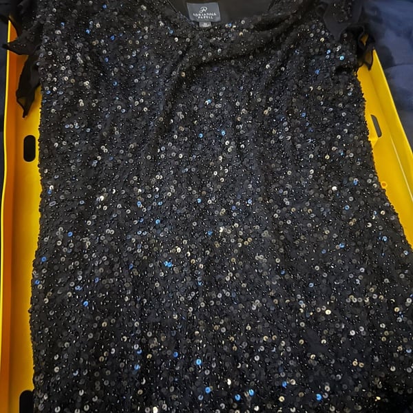 Adrianna Papell Plus size 2X Black Sequin and Beaded Mesh Evening Blouse