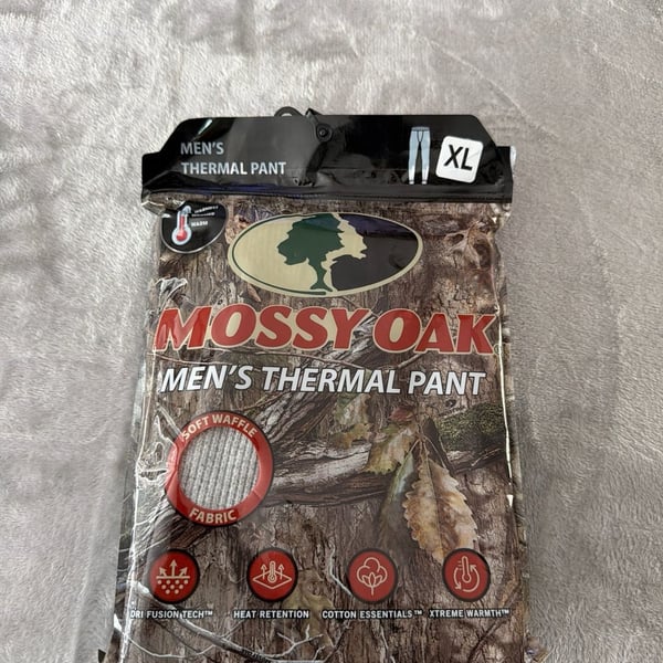 Mossy Oak Men's Thermal Pant Waffle Knit Base Layer Grey Size XL