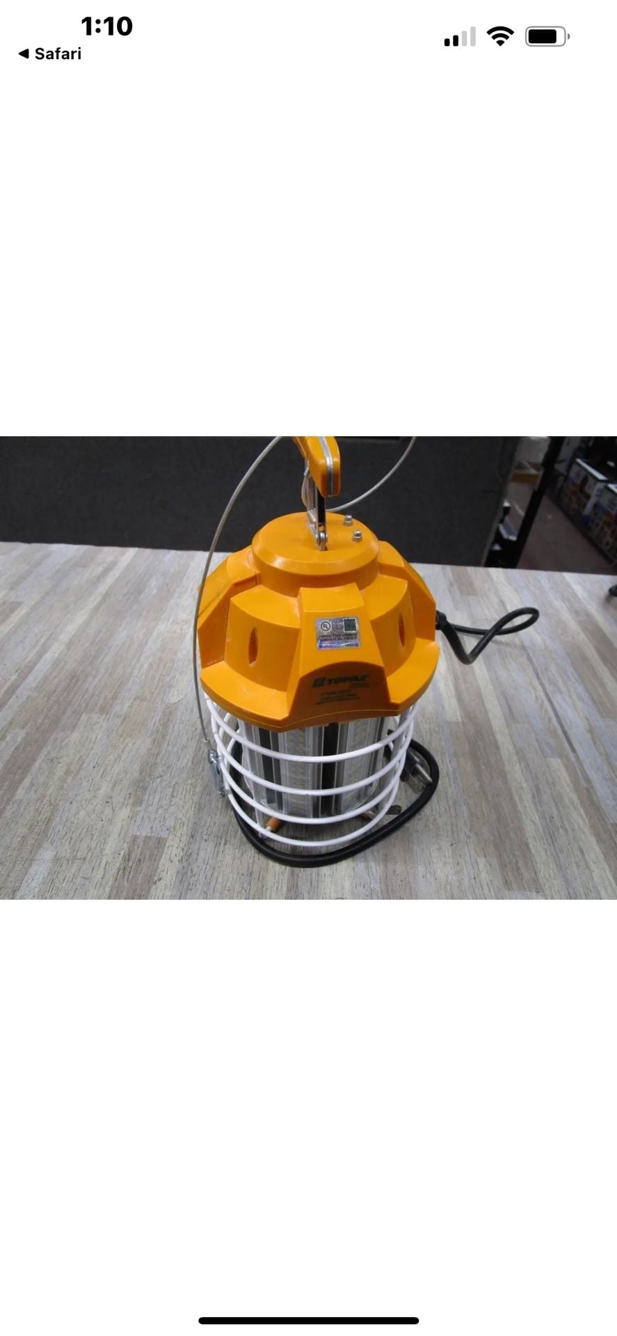 Topaz 100W LED Portable Temporary Construction Work Light 11000 Lumens 5000K 3
