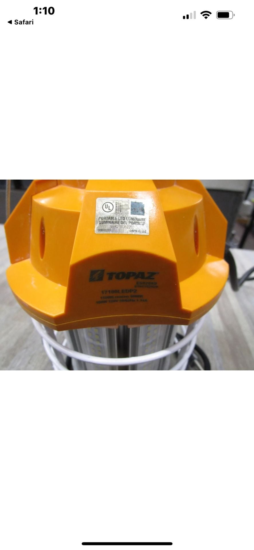 Topaz 100W LED Portable Temporary Construction Work Light 11000 Lumens 5000K 4