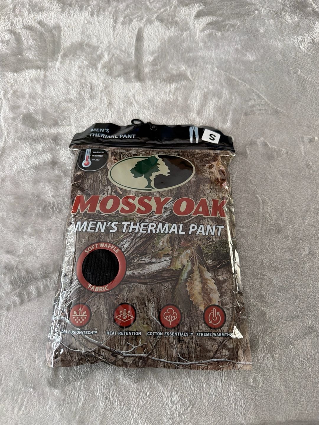 Mossy Oak Men's Thermal Pant Cotton Blend Soft Waffle Fabric Black Size Small 1