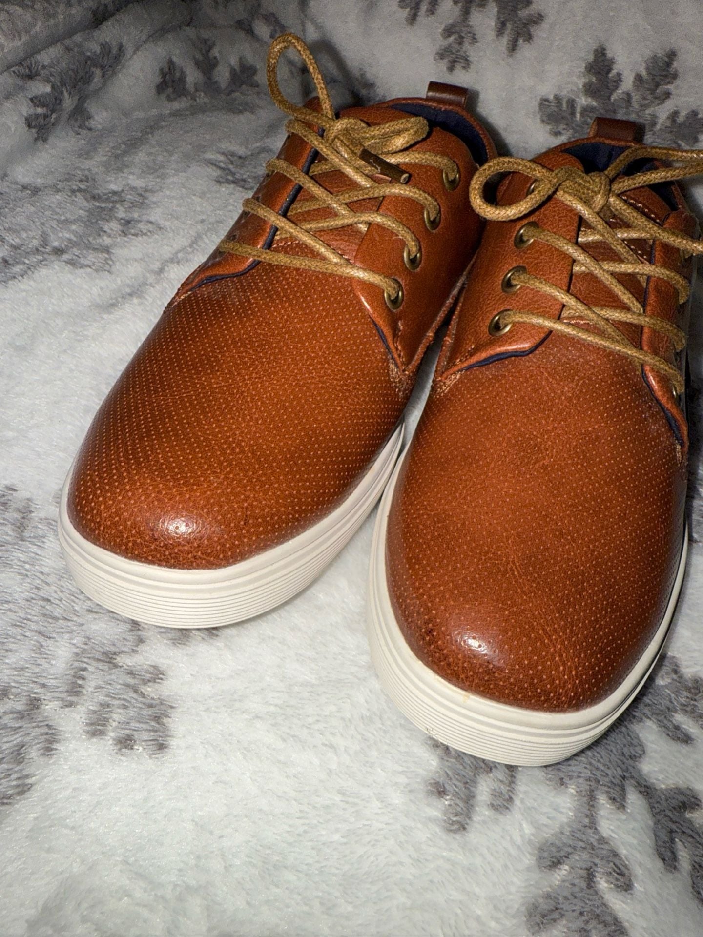 Ashford Hayes boys Cognac Perforated Faux Leather Casual Derby Sneakers 3