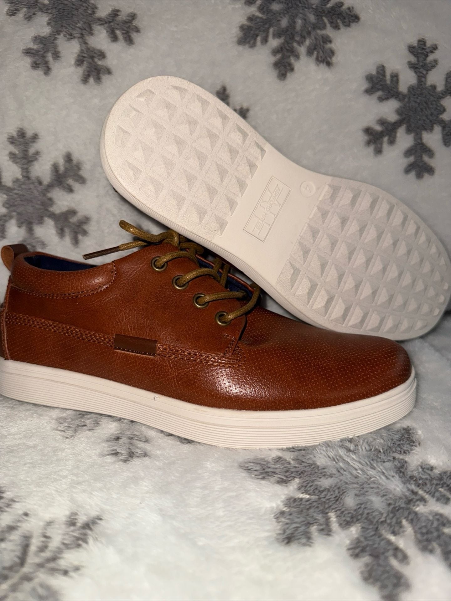 Ashford Hayes boys Cognac Perforated Faux Leather Casual Derby Sneakers 5