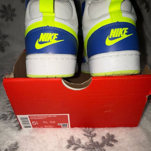 Nike Court Borough Mid 2 BG Astronomy Blue Volt White HJ9241-488 Size 5.5Y