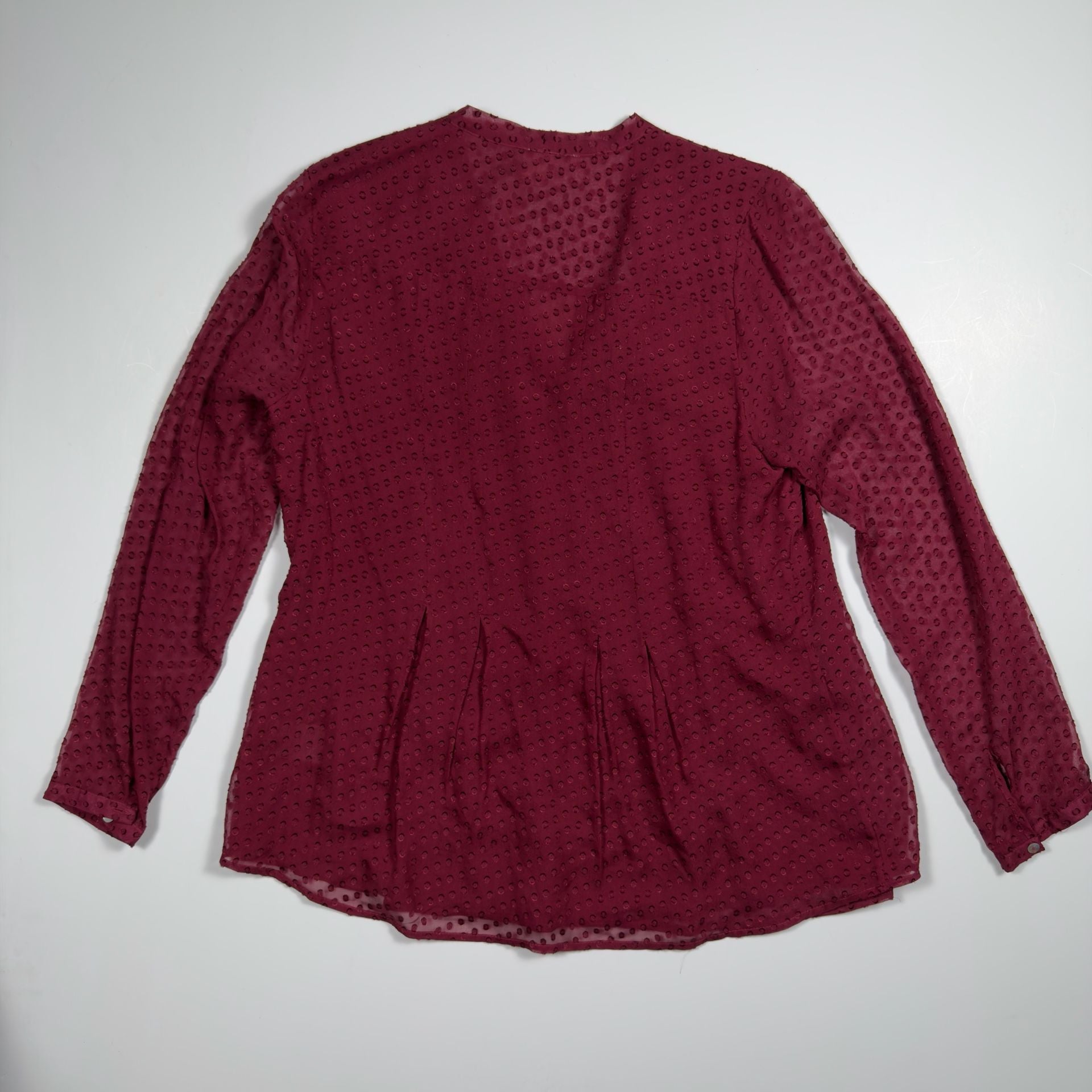 NWT Anthropologie Meadow Rue Burgundy Silk Clip Dot Tie Neck Blouse 3