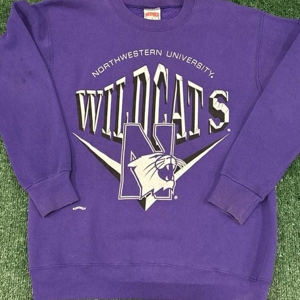Vintage 90s Nutmeg Northwestern University Wildcats Purple Crewneck Sweatshirt
