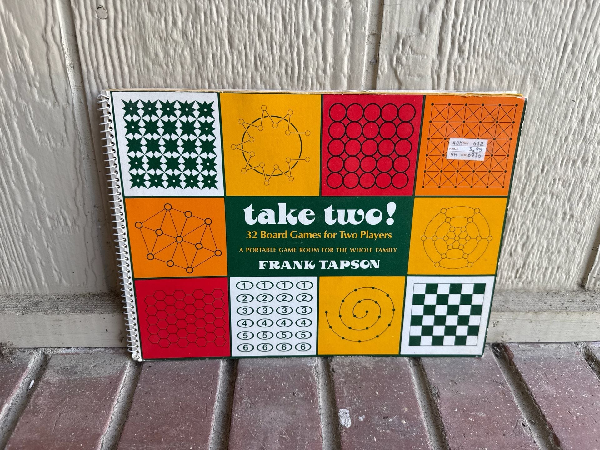 Vintage 1977 Take Two! 32 Board Games for Two Players by Frank Tapson Spiral Bound Book 1