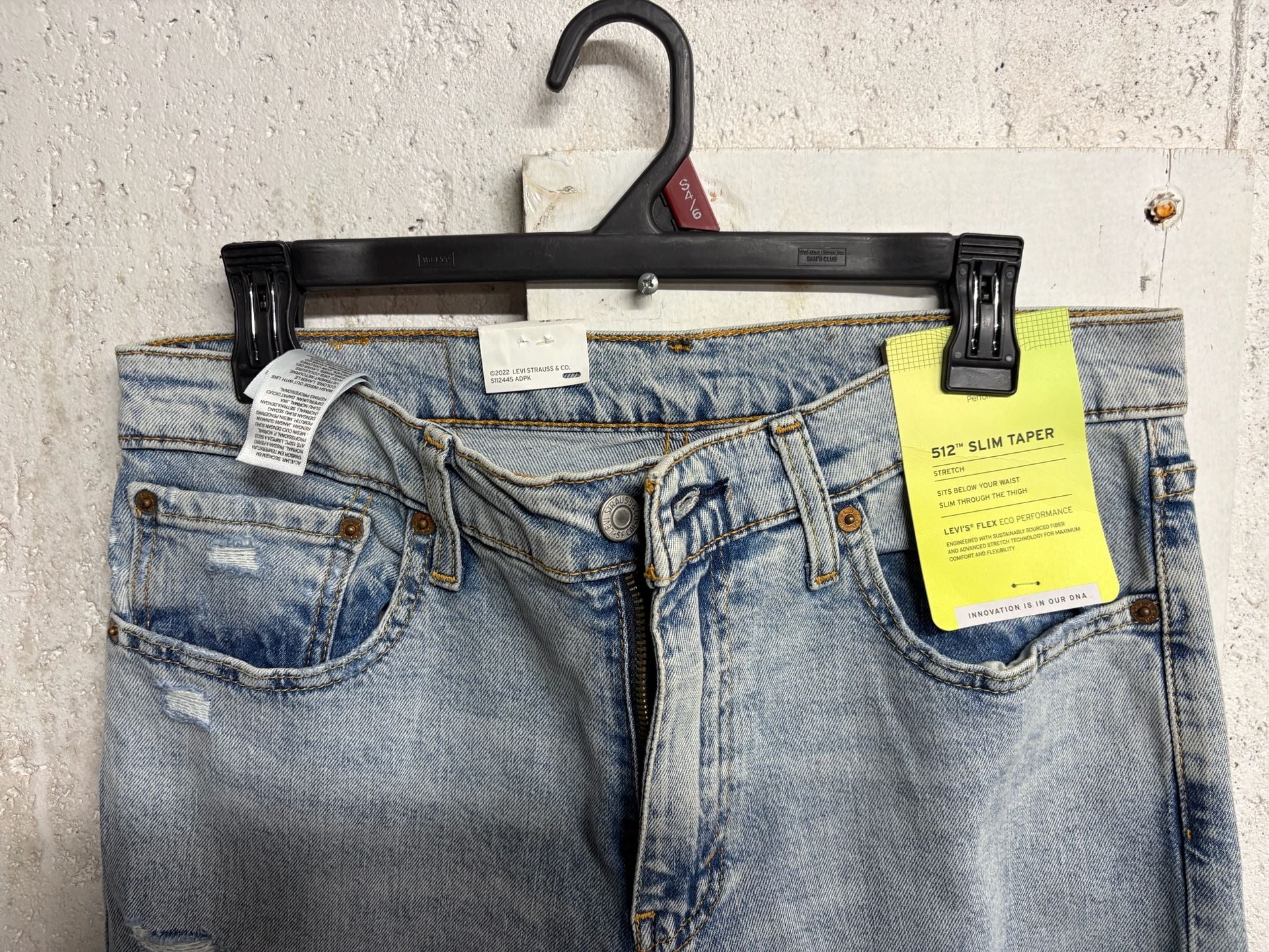 Levi's 512 Slim Taper Flex Distressed Light Wash 32x32 NWT 5