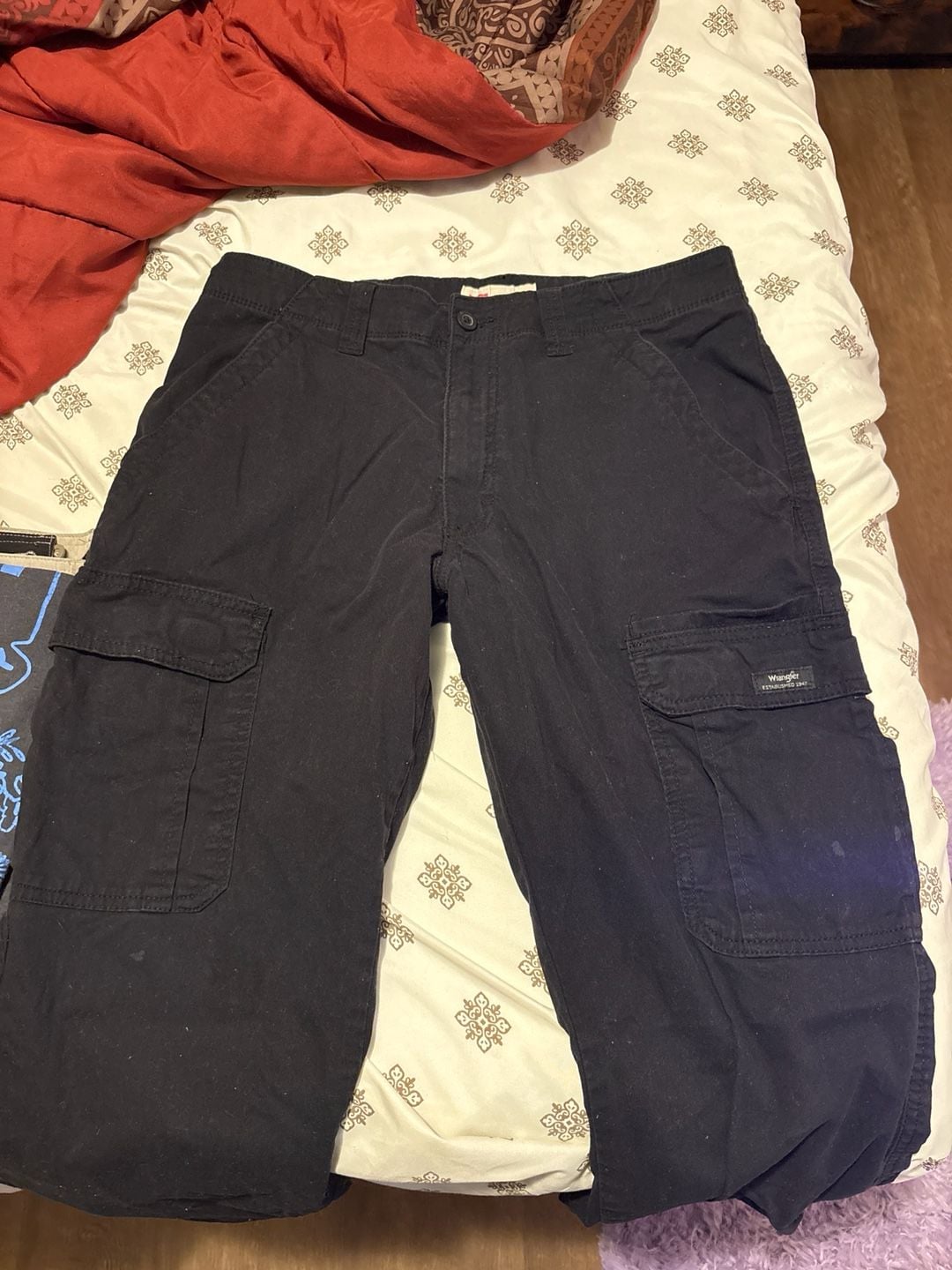 Wrangler Mens Relaxed Fit Straight Leg Cargo Pants Black 32x32 1