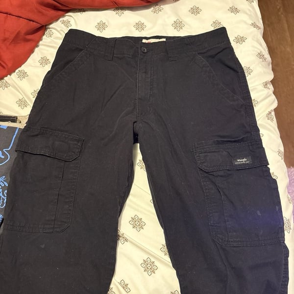 Wrangler Mens Relaxed Fit Straight Leg Cargo Pants Black 32x32