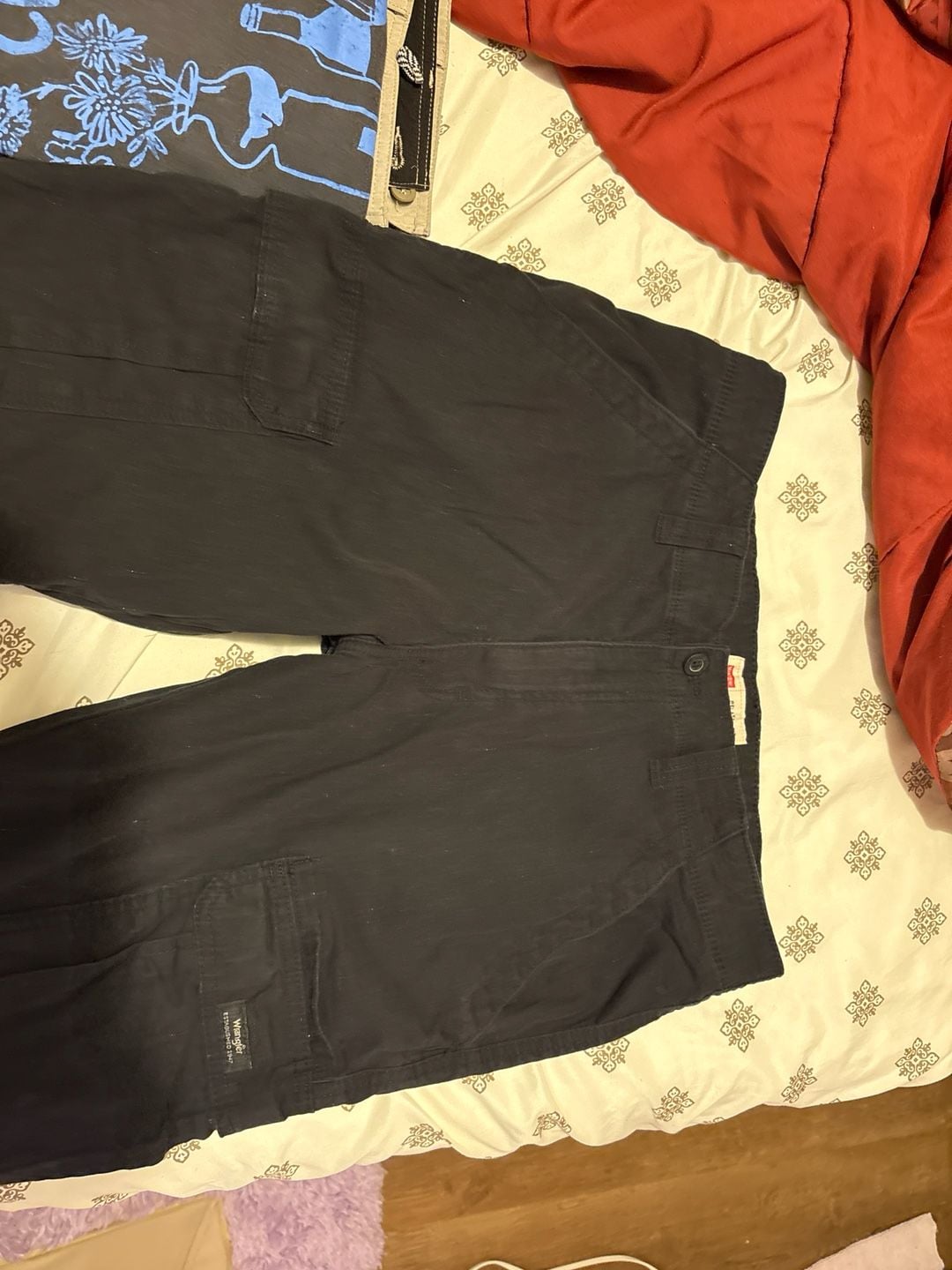 Wrangler Mens Relaxed Fit Straight Leg Cargo Pants Black 32x32 2