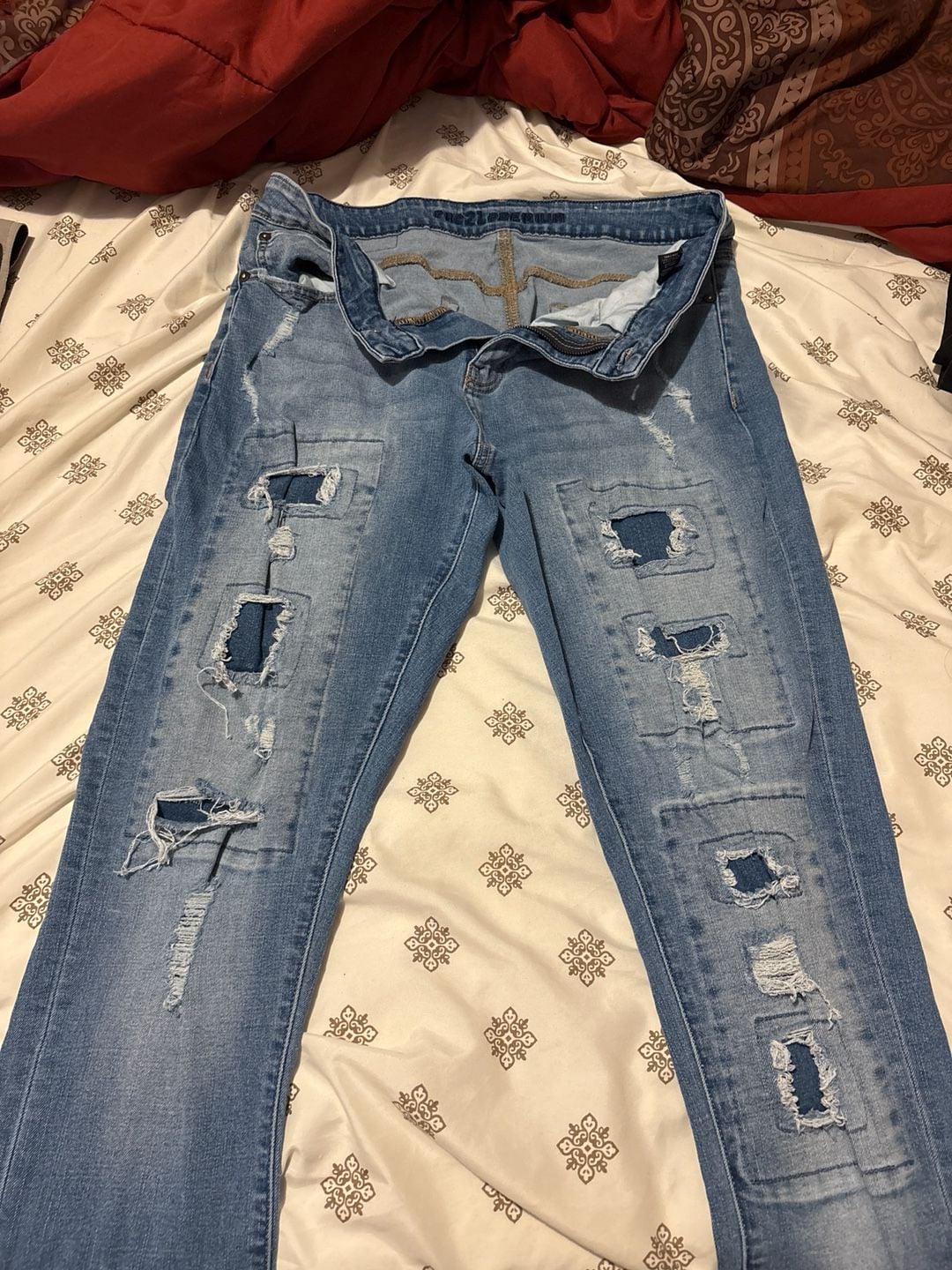 rue21 Twentyone Premium Distressed Patchwork Skinny Jeans 1