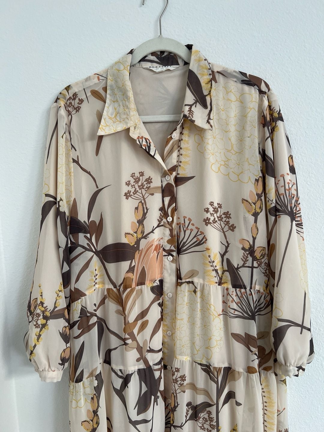 DownEast Ivory Floral Tiered Maxi Shirt Dress 5