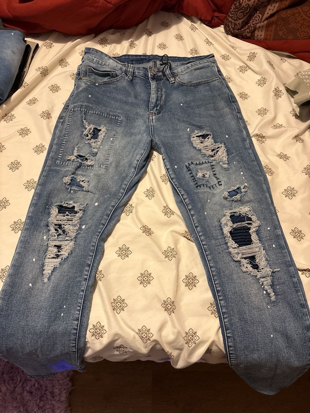 rue21 Premium Supreme Flex Skinny Distressed Paint Splatter Jeans 2