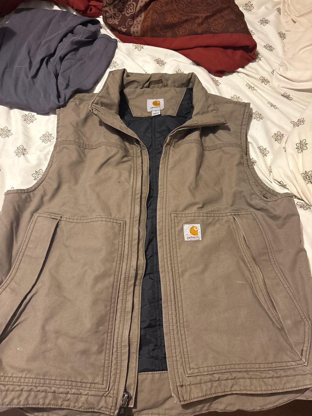 Carhartt Sandstone Mock Neck Quilt-Lined Vest Brown Size Large 3