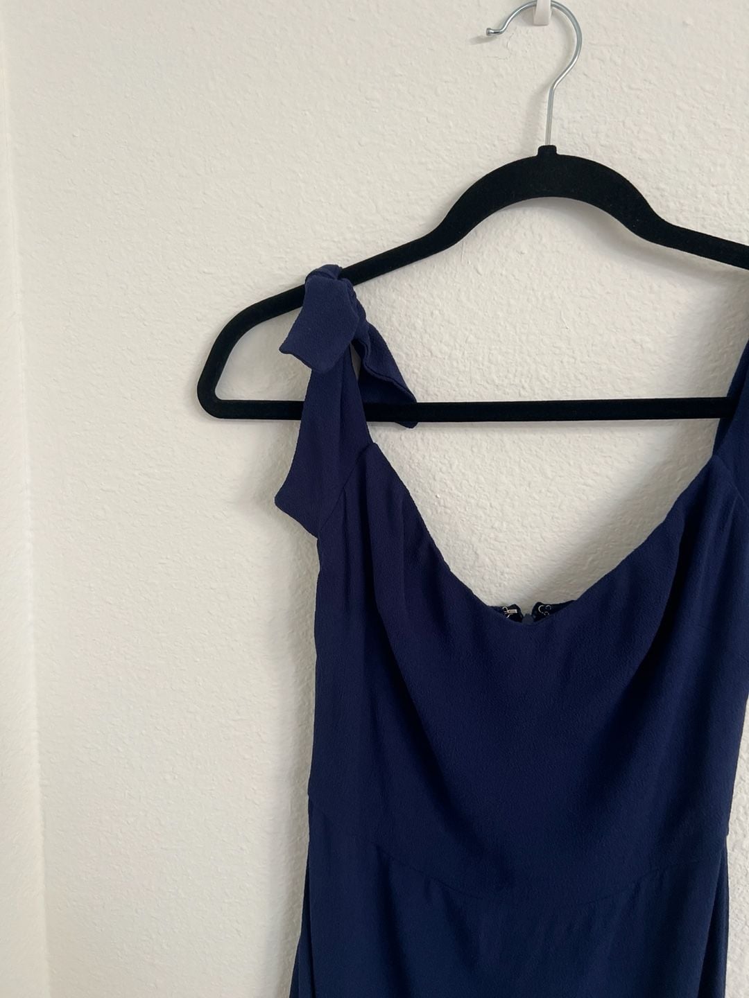 Reformation Ives Mini Dress in Navy Blue Tie Shoulder Cocktail Dress 5