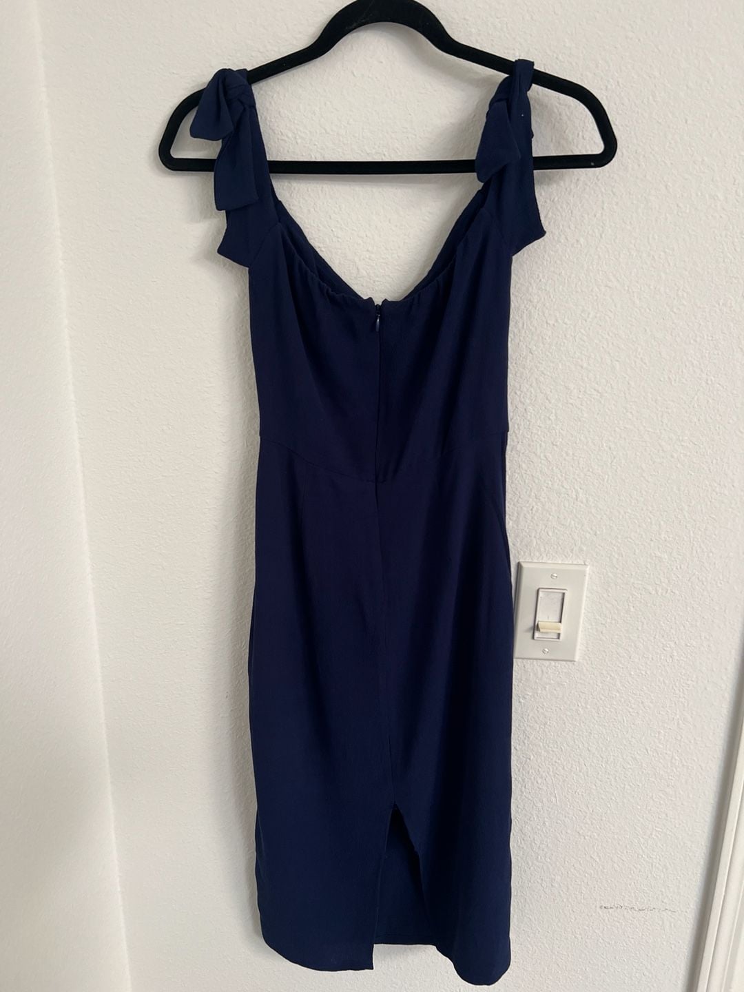 Reformation Ives Mini Dress in Navy Blue Tie Shoulder Cocktail Dress 10