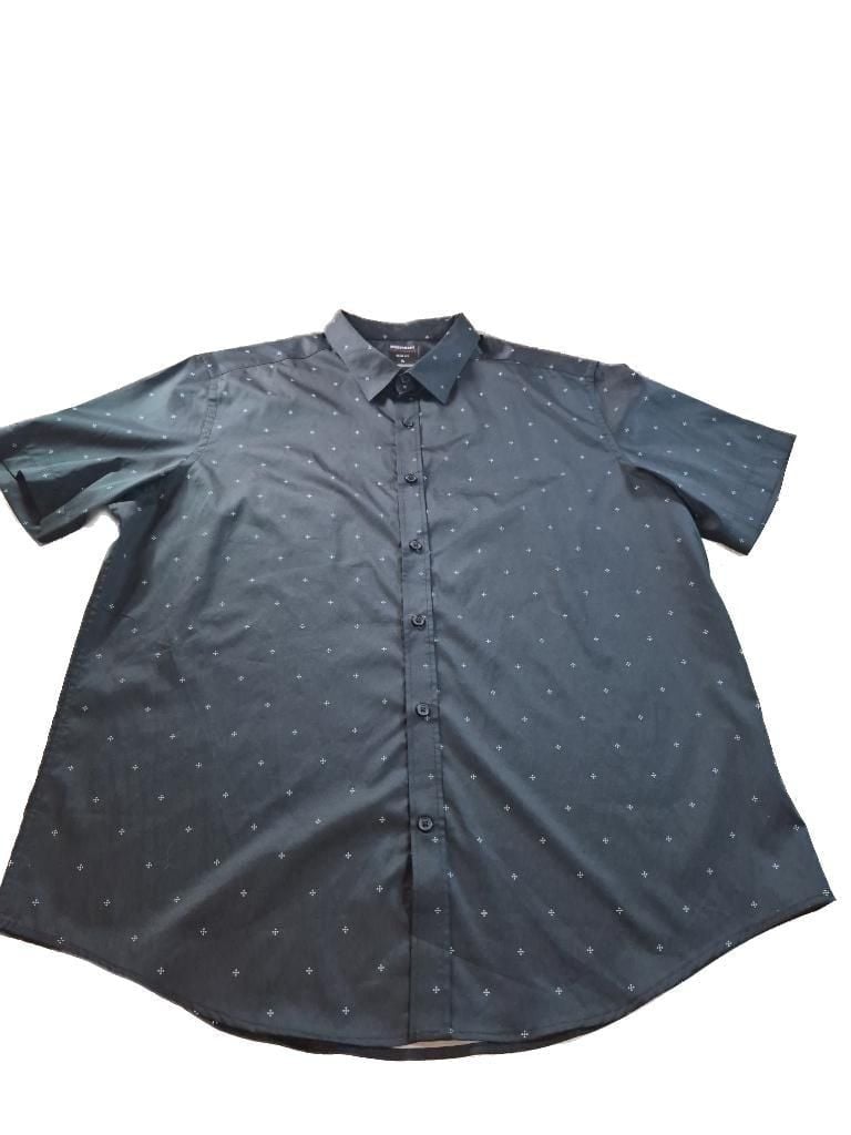 Men's Shirtcraft Performance Slim Fit Black Dotted Button Down Shirt XL 4