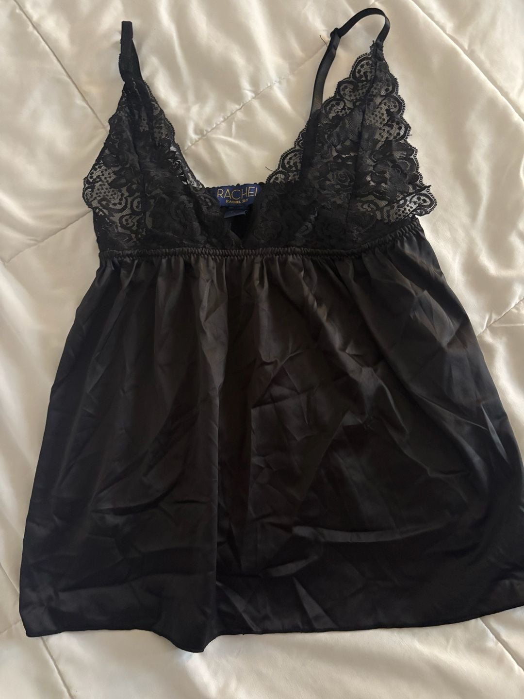 Rachel Rachel Roy Black Satin and Lace Babydoll Chemise 2