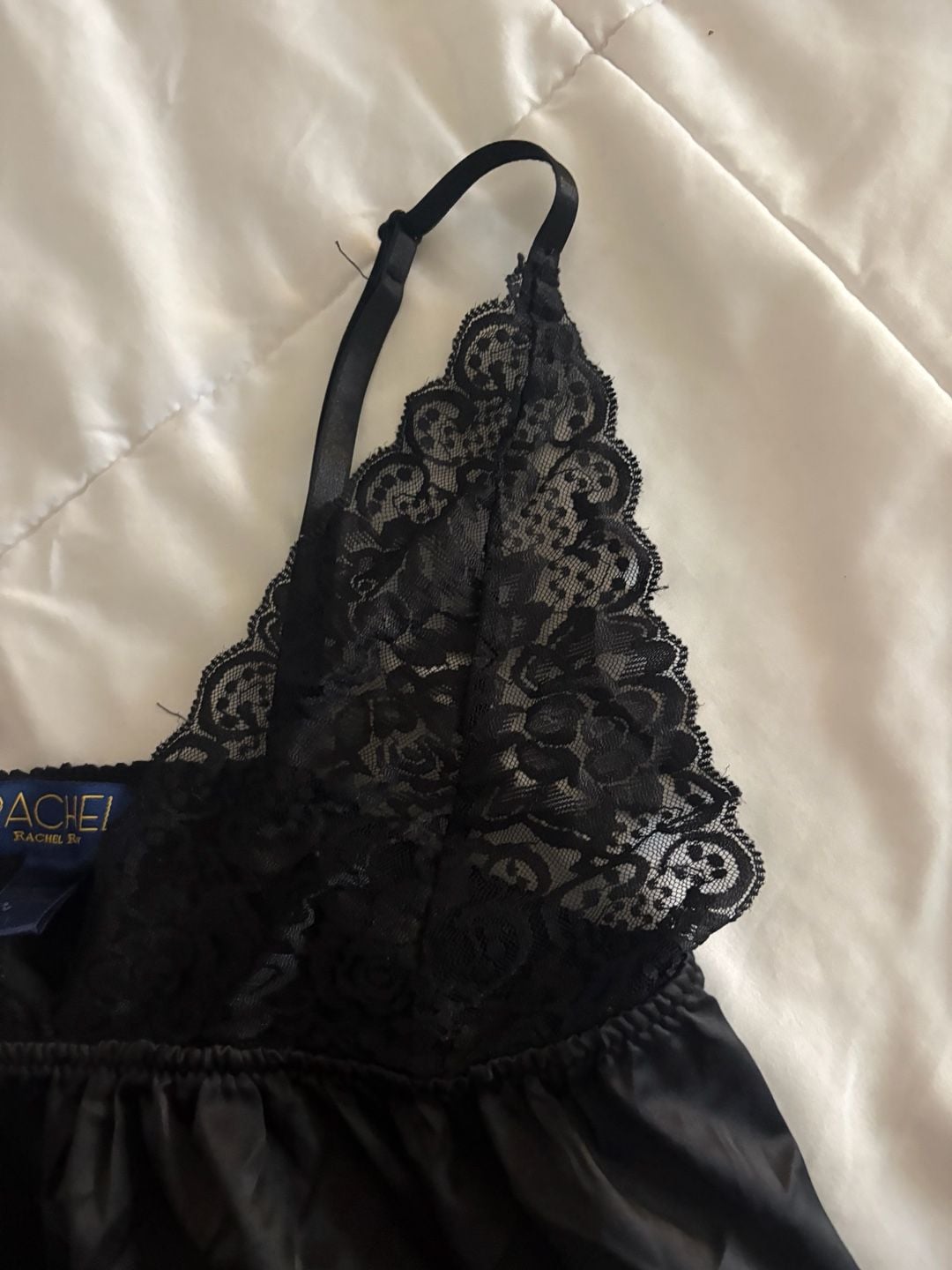 Rachel Rachel Roy Black Satin and Lace Babydoll Chemise 3