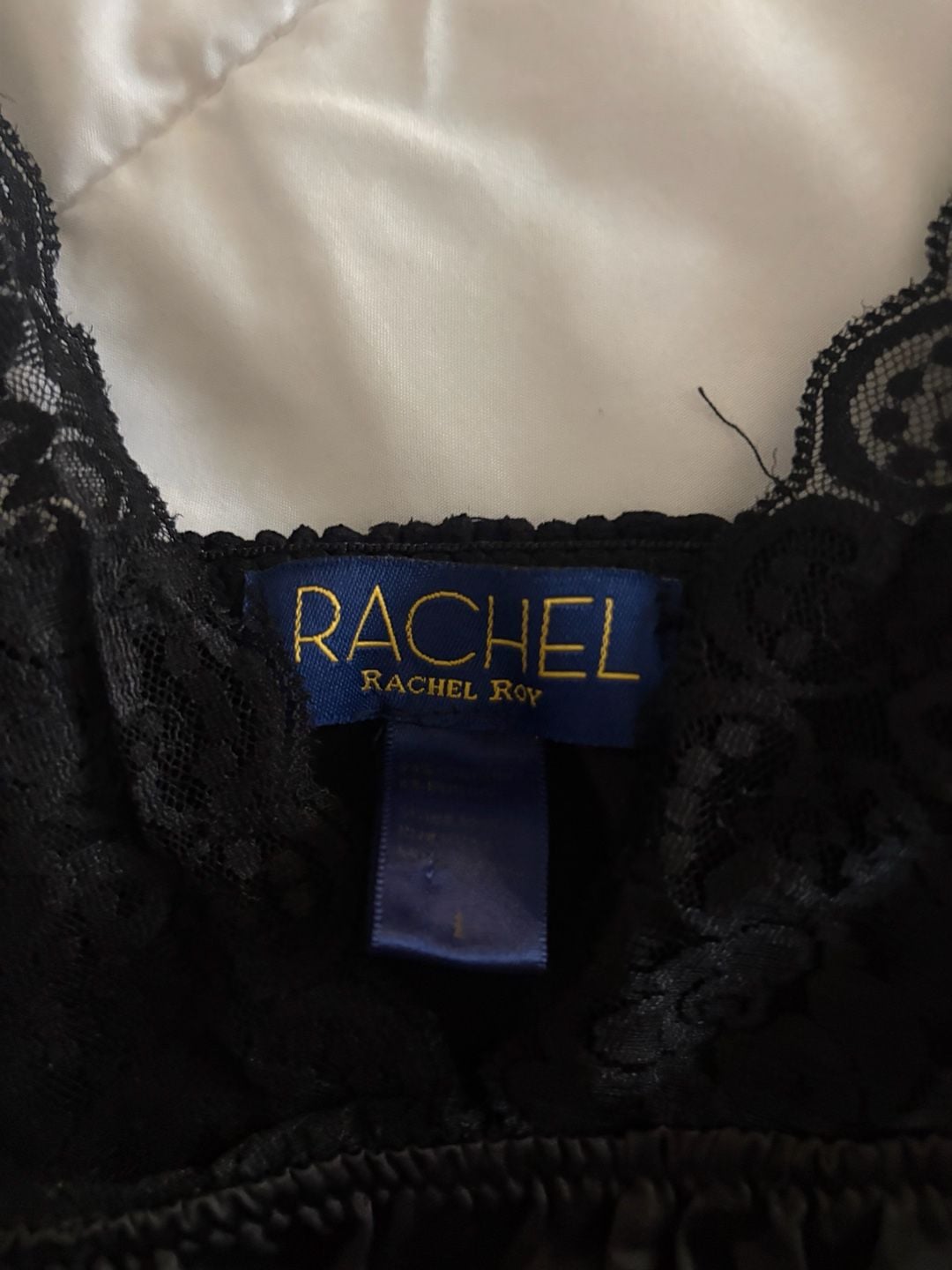 Rachel Rachel Roy Black Satin and Lace Babydoll Chemise 4